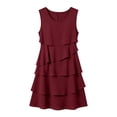 thumbnail image 5 of Bxsruta Women‘s Sleeveless Chiffon A Line Swing Dress Casual Round Neck Tiered Ruffle Layered Cocktail Dress, 5 of 8