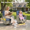 thumbnail image 3 of XIZZI Outdoor Furniture Patio Set with Fire Pit Table Swivel Rocking Chair, Wicker Outdoor Sectional Sofa Conversation Set with Solar Coffee Table for Patio, Garden, Large Villa,Denim Blue, 3 of 11