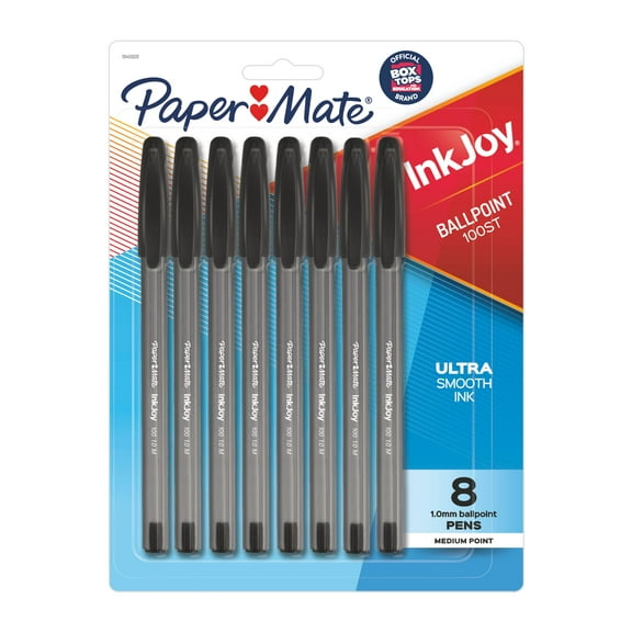 Paper Mate InkJoy 100ST Ballpoint Pens, Medium Point (1.0mm), Black, 8 Count