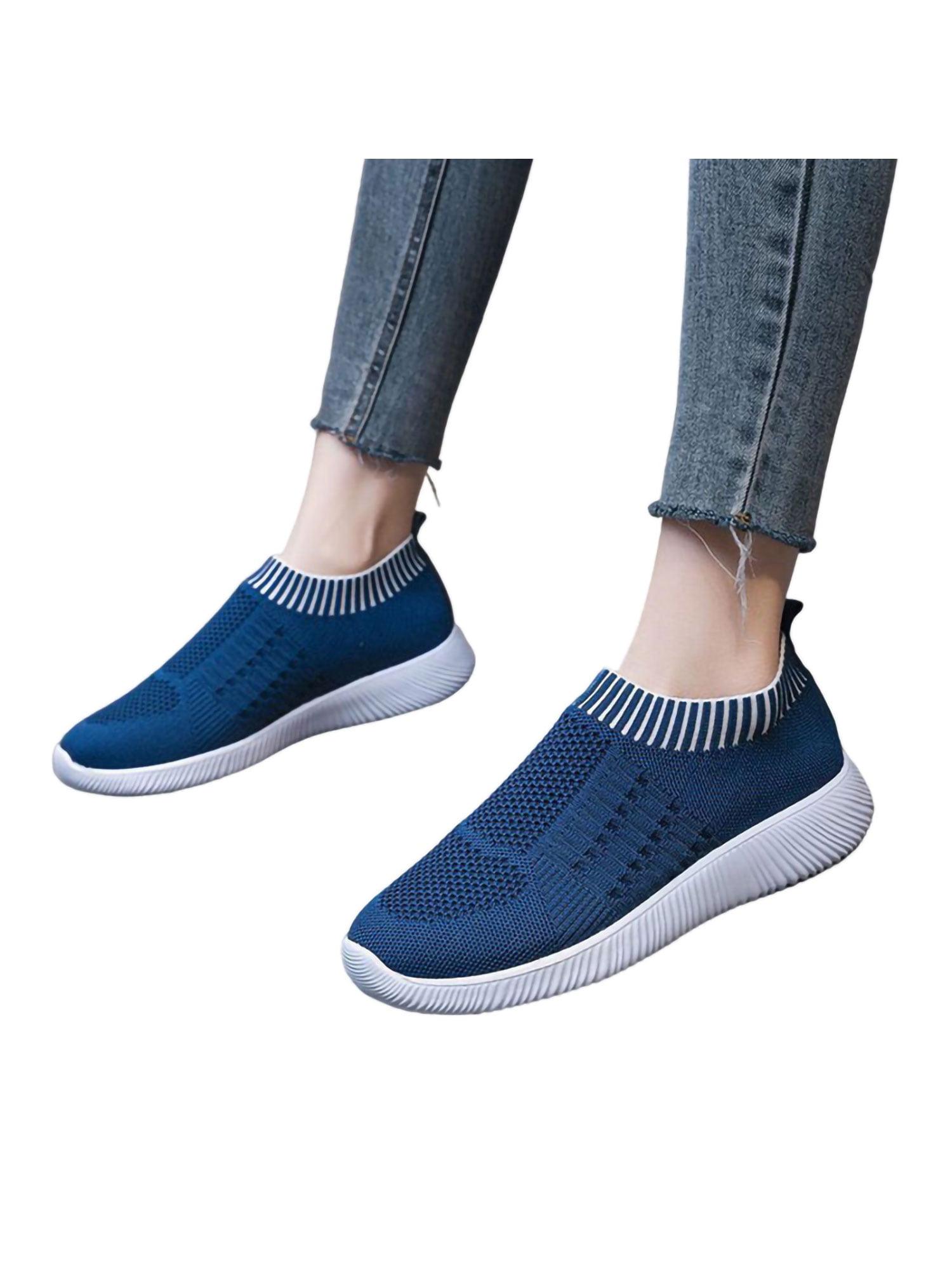 Women Sneakers Breathable Casual Lightweight Sports Running Shoes Slip-on Flats 