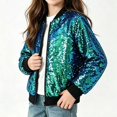 thumbnail image 4 of OJSFQUFP Kids Glitter Sequin Zip Up Jacket for Boy Girl Sparkly Back To School Party Coat Stage Performance Jackets, 4 of 8