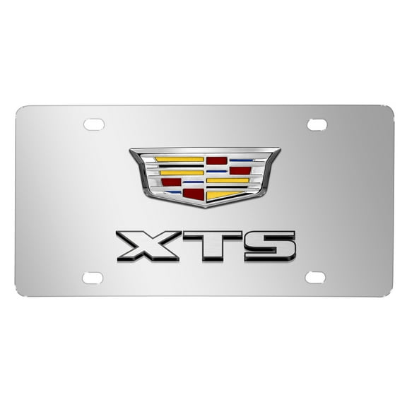 Cadillac XTS Crest 3D Dual Logo Mirror Chrome Stainless Steel License Plate