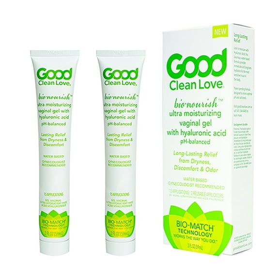 Good Clean Love: BioNourish® Ultra Moisturizing Vaginal Gel with Hyaluronic Acid, pH-Balanced & Water-Based, Long Lasting Relief from Dryness & Discomfort for Women, 2 Oz (2-pack)