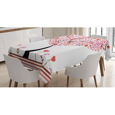 

Valentine Tablecloth Heart Shaped Tree Daisies Wildflowers Red Leaves Forest Romance Season Image Rectangular Table Cover for Dining Room Kitchen 60 X 84 Inches Red Pink White by Ambesonne