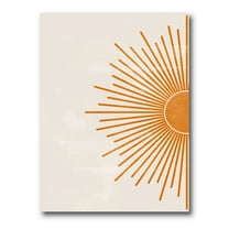 Designart ' Orange Sun Print On Beige I ' Modern Canvas Wall Art Print