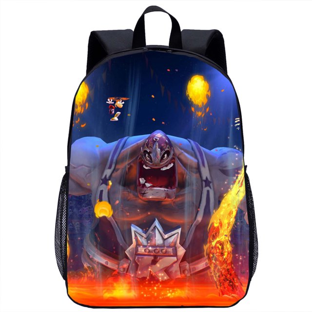 Rayman Legends-mochila escolar con estampado 3D de dibujos animados para niñas y niños, bolsa para portátil de viaje para adolescentes, mochila escolar de 17 pulgadas, temporada escolar