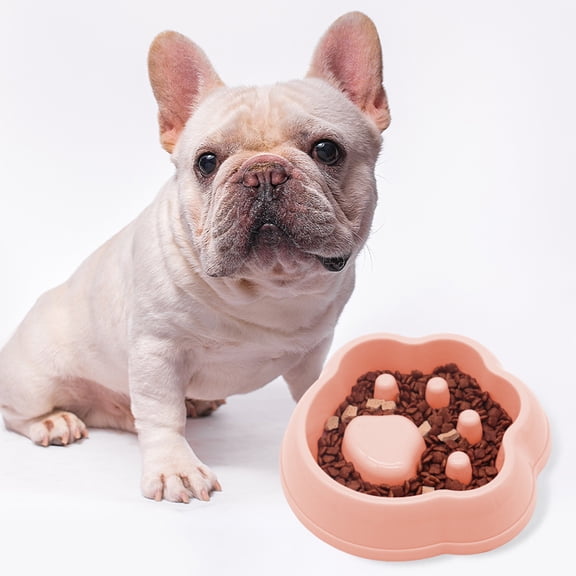 Paw Print Slow Feeding Bowl Anti-Choking Dog Bowl Cat Food Dish Pet Feeder 7.9x7.5x1.8in Food Grade Plastic for Dogs Cats