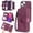 Winered, variant on For iPhone 14 Wallet Case, Luxury Zipper Purse Case with [14 Card Slots] & ID Window, Detachable Magnetic PU Leather Flip Kickstand Folio Case with RFID Blocking & Wrist Strap,Winered