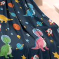 thumbnail image 3 of Blue Cartoon Dinosaurs Rockets Pattern Blanket,Comfortable Soft Lamb Wool Throw Blanket,All Season,Warm Lightweight Blankets for Sofa Bed Couch Living Room Chair,30"x40", 3 of 4