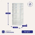 thumbnail image 4 of Homz Plastic 5 Drawer Home Storage Container Tower, White Frame (2 Pack), 4 of 9