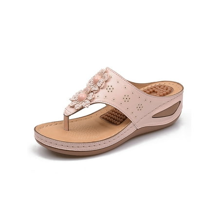 

GENILU Ladies Casual Fashion Platform Wedge Sandals Summer Nonslip Cozy Backless Slippers