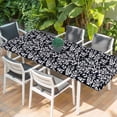 thumbnail image 2 of Black Spring Floral Table Cloths for 8 Foot Rectangle Tables, Farmhouse Flowers Elegant Pastoral Patio Waterproof Elastic Fitted Tablecloths, Washable Rectangular Table Cover for Camping, 2 of 8