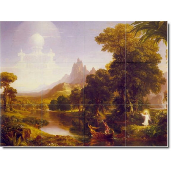 Ceramic Tile Mural-Thomas Cole Landscapes Painting 490. 17" w x 12.75" h using (12) 4.25 x 4.25 ceramic tiles