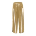thumbnail image 4 of Sewkxo Woman Track Trouser Casual Drawstrings Elastic Waisted Quick Dry Trouser Big and Tall Baggy Contrast Color Stripe Track Pant with Pockets,Yellow 2XL, 4 of 7