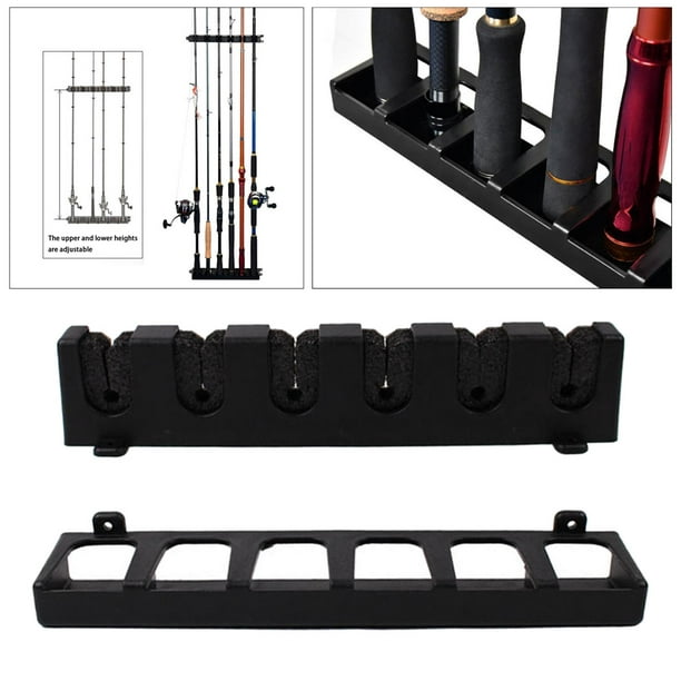 Steady Pole Racks Fishing Sticks Wall Mount Vertical Accessories Pole  Fishing Rod Holder for Shop Garage s Rod Display up to 6 Rods 