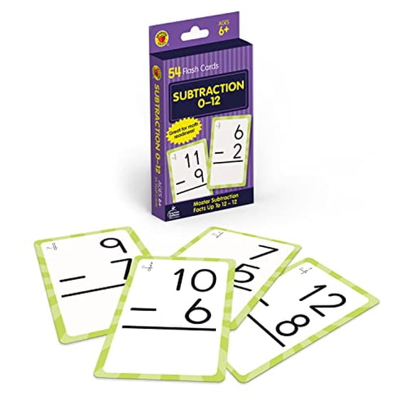 Pre-Owned Brighter Child Subtraction 0 to 12 Flash Cards Grade 1-3 (54 cards)