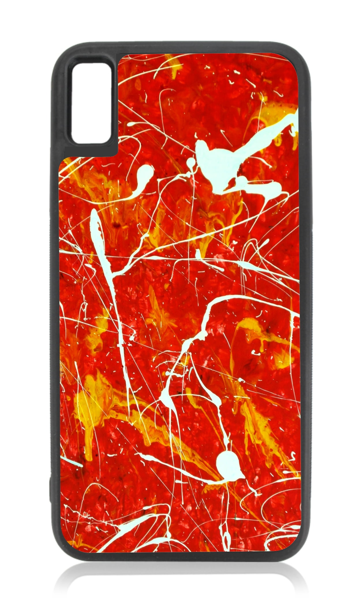 Abstract Orange Paint Splatter Print Design Black Rubber Case for