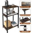 thumbnail image 3 of Mesa auxiliar de 3 niveles, mesa auxiliar resistente con estantes, mesa de noche estrecha para espacios pequeños, mesa con tocadiscos para dormitorio, sala de estar, sofá cama - Marrón rústico y negro, 3 of 8