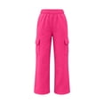 thumbnail image 7 of Girls Cargo Pants 5-15Y Multi-Pocket Straight Leg Sweatpants Elastic Waist Casual Trousers for School Outdoor Daily Wear, 7 of 7