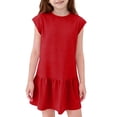 thumbnail image 1 of Niña Vestido de Primavera Estiramiento Suave Cómodo Casual Vestidos Sueltos para 5-14 Años Vestido de Verano de Manga Corta, 1 of 8