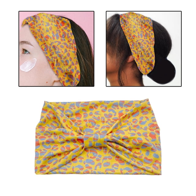 Hairband Hair Band Accesorios Bandas para el sudor Headwraps Turban Antideslizante Headwear Mujeres Leopard Headbands para Ciclismo Entrenamiento amarillo