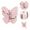 Pink, variant on Rotating Butterfly Triple Hook, Wall Mounted Hanger for Coats Bags and Towels, Decorative and Functional Organizer for Home Entryway and Bedroom Yellow