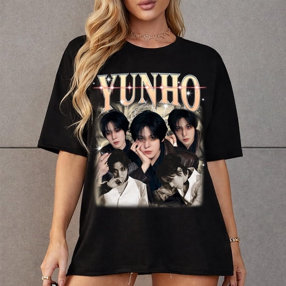 Yunho Ateez Golden Hour Part 4 Graphic T-Shirt, Vintage Music Theme Casual Tee