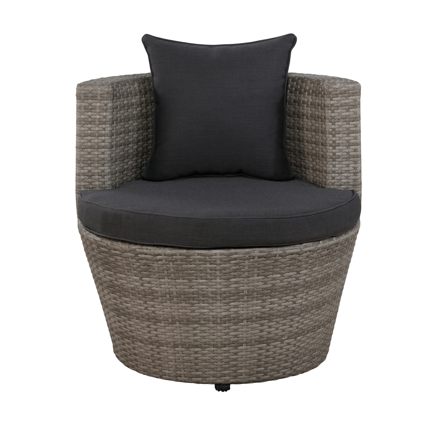 Alaterre 2-Person Wicker Patio Set – 3-Piece Outdoor Furniture with Chairs & Glass Top Table, Gray