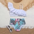 thumbnail image 3 of URMAGIC Girls Swimsuit Ruffles Flounce Tropical Print Two Pieces Bikini Set Swimwear Bathing Suits 7-11 Years, 3 of 4