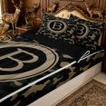 thumbnail image 3 of Erosebridal Camo B Letter Zipper Queen Comforter Set with Fitted Sheet and 2 Pillowcases for Boys Men, Camouflage Monogram Zipper Bedding Set, Green Khaki, Black Reversible, 4 Pieces, 3 of 7