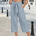 thumbnail image 2 of Women's Wide Leg Casual Pants High Waist Lightweight Loose Fit with Adjustable Belt and Pocket for Comfortable Everyday Wear, 2 of 2