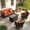Brown Wicker, Orange Red, variant on Toject Outdoor Patio Furniture Set, All-Weather Gray Wicker Outside Furniture with 42 Inch Fire Pit Table, 5 Pieces Conversation Set with Swivel Chairs for Backyard Deck Garden, Denim Blue