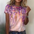 thumbnail image 1 of ICHUANYI Clearance Adult Fashion Woman Round Neck Short Sleeve Tops T-Shirt Prints Loose Blouse(Pink, XL) ICHUANYI WER2023080811689, 1 of 5