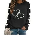 thumbnail image 4 of Avrnliq Womens Valentine's Day Sweatshirt for Her - Black Oversized Hoodie Romantic Heart Print, Cute Matching Couple Gift, Soft Fleece Pullover,Size XS, 4 of 8