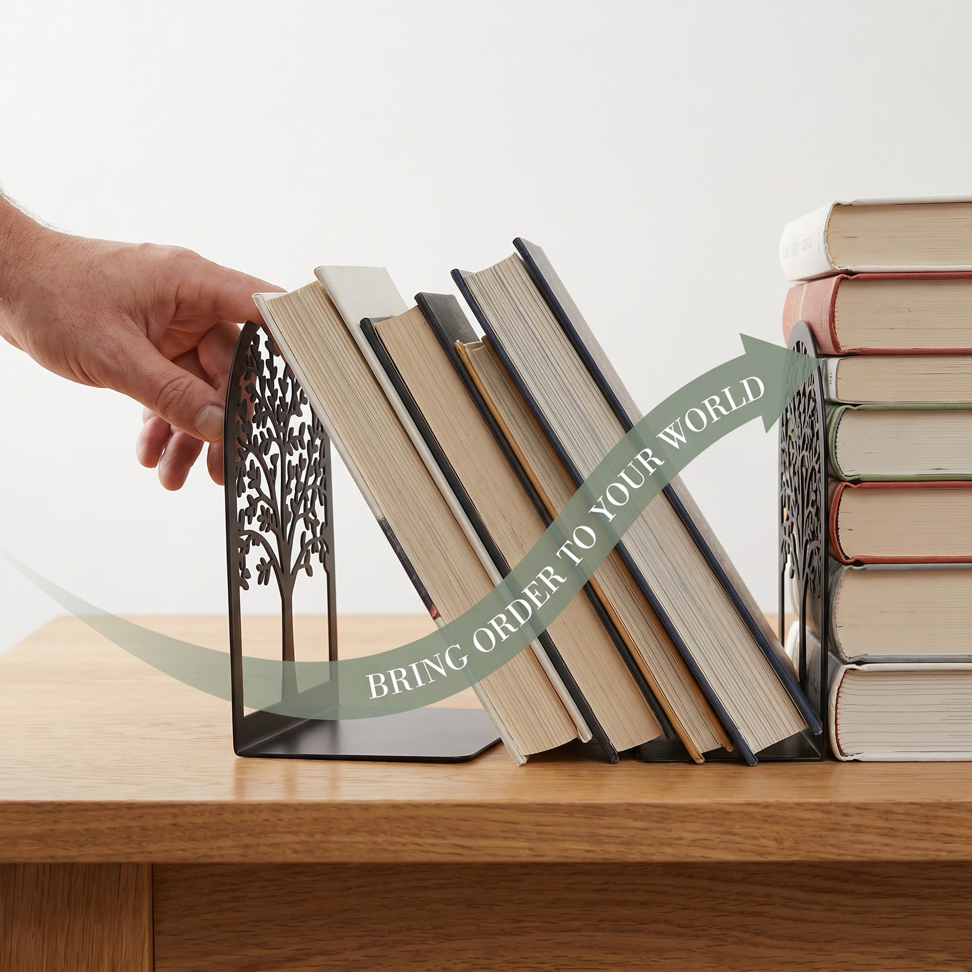 Unique Bargains Metal Tree Design Book Ends for Shelves Black Tree StyleD 4.7"x3.5"x7.1"