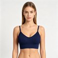 thumbnail image 2 of WAGUTH Women's Ribbed Sports Bra V-Neck Adjustable Thin Strap Padded Yoga Bra for Low Impact Workout, 2 of 7