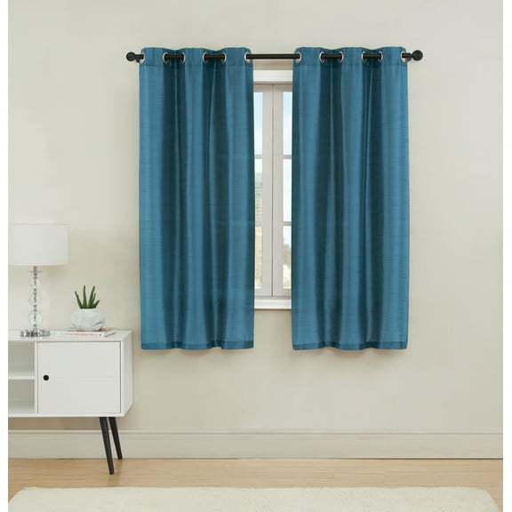 2 Pack: VCNY Home Madison Collection Semi Sheer Grommet Top Curtains - Teal, 63 in. Long