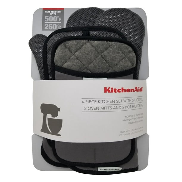 KitchenAid 4 Pc Kitchen Set with Silicone, 2 Oven Mitts & 2 Pot Holders