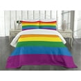 thumbnail image 3 of Ambesonne Rainbow Quilted Bedspread Set 3 Pcs, Gay Parade Flag Freedom, Queen Size, Multicolor, 3 of 5