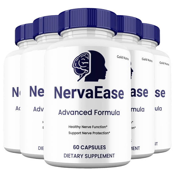 NervaEase Capsules, Advanced Maximum Strength Pills Cognitive and Brain, Nerva Ease Supplement for Clarity and Focus (5 Pack)