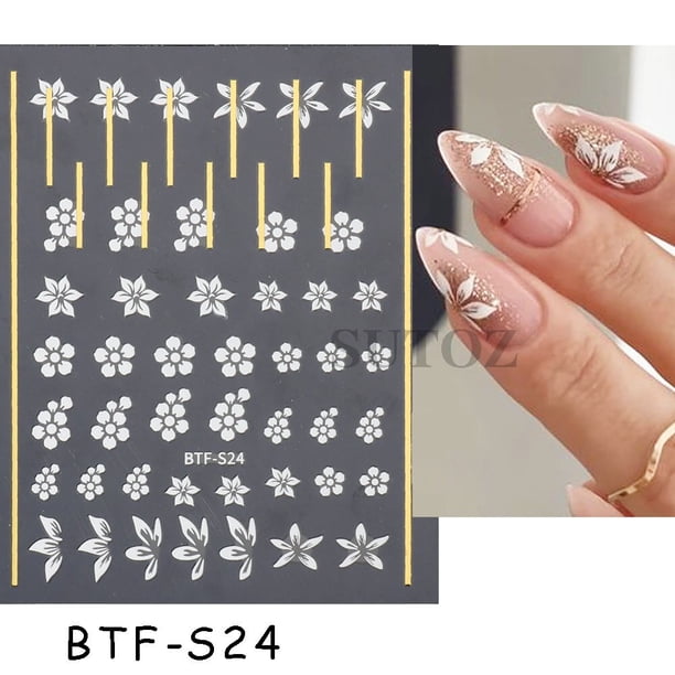 Pegatinas de corazón bronceado para uñas, deslizadores adhesivos de mariposa, estrella y Luna láser dorado y plateado, accesorios para decoración de uñas DIY, GLBTF-S Deco Dengxun unisex