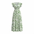 thumbnail image 6 of YuXingFu Womens Cotton Dresses with Sleeves Maxi V-Neck Plus Size Womens Dress Short Sleeve Womens Plus Size Summer Dress Long Casual Summer Green S, 6 of 7