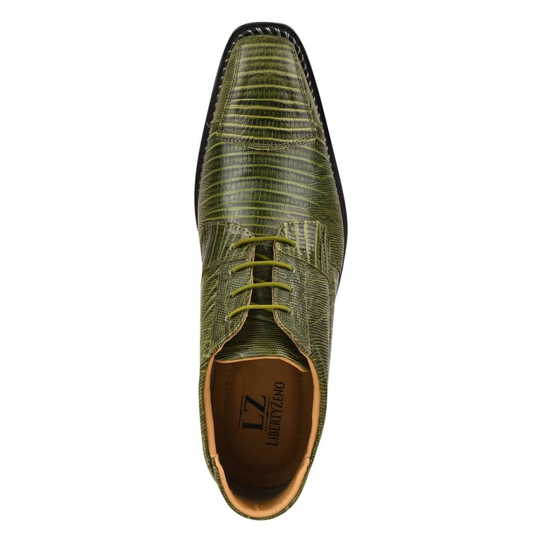 LIBERTYZENO Mens Ankle Boots Genuine Leather Lizard Print Dress Shoes, Olive  - Walmart.com