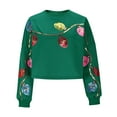 thumbnail image 4 of Sequins Crop Sweatshirts Women Dropped Long Sleeve Crewneck Pullover Tops Loose Fall Halloween Christmas Outfits (XL, Green A), 4 of 6