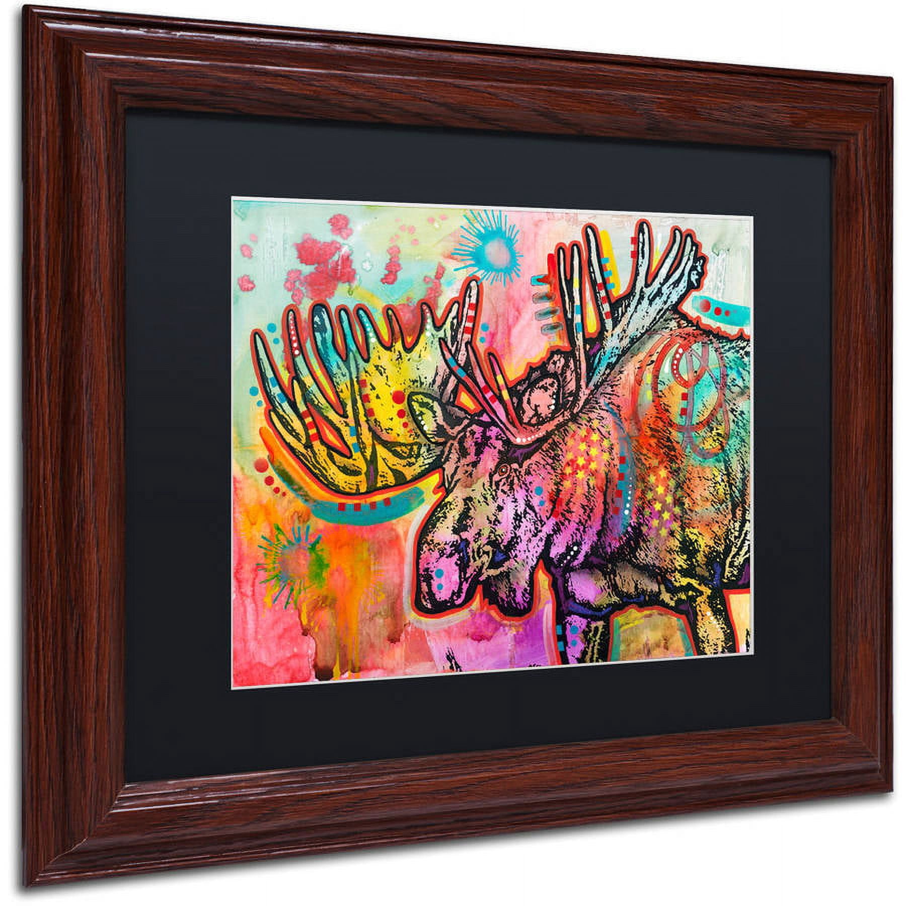 Trademark Fine Art "Moose" Canvas Art by Dean Russo, Black Matte, Wood Frame