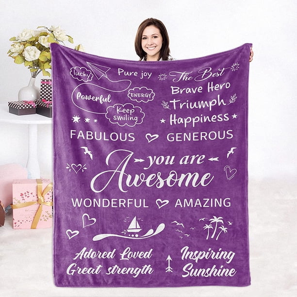 LHSHID Get Well Soon Gifts for Women Inspirational Gifts for Women Couragement Compassion Purple Throw Blanket Warm Hugs Gifts for Women Friend Mom Wife Daughter Sister Colleague 40x50in