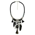 thumbnail image 3 of Collar étnico bohemio vintage perfecl con borlas de plumas Negro, 3 of 8