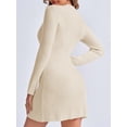 thumbnail image 4 of Long Sleeve Womens Sweater Dress Bodycon Crew Neck Fall Slimming Knit Mini Dresses, 4 of 7