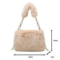 thumbnail image 3 of Luxury Soft Fluffy Furry Coin Purse Faux Fur Plush Tote Bags Pearl Chain Bag Phone Bag Plush Shoulders Bags BLACK, 3 of 8