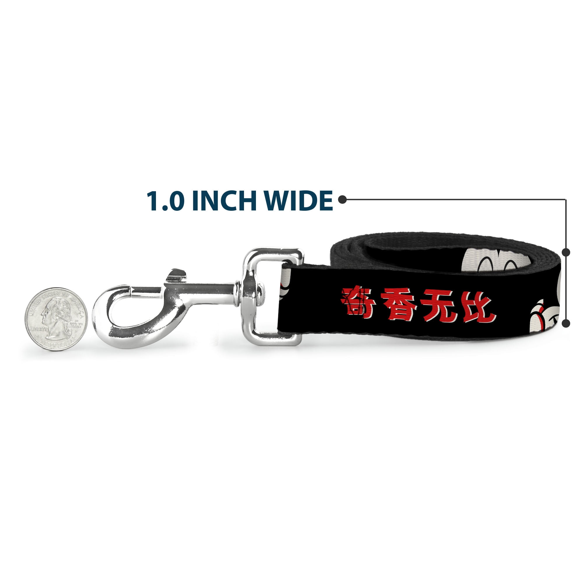 Disney Pet Leash, Dog Leash, Mickey Mouse Smelling Pose Black White Reds, 6 Feet Long 1.0 Inch Wide